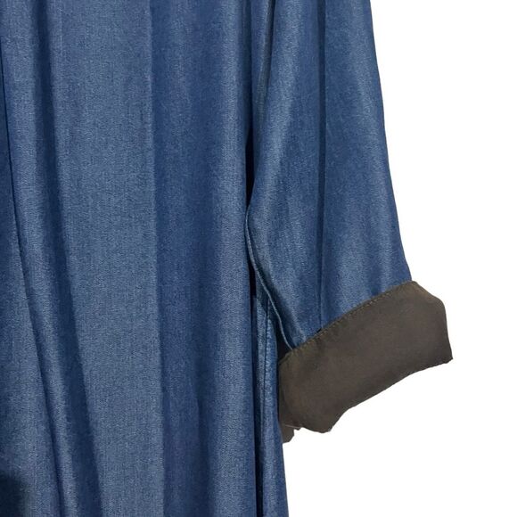 Soft Surroundings Blue Icon Urbina Shirt Dress Denim Western Faux Suede Trim - Picture 8 of 10